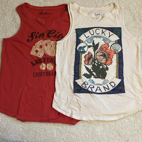 2 Lucky Brand small graphic tank-tops - Picture 1 of 5